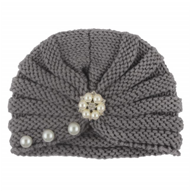 Caciulita crosetata tip turban cu perlute si strasuri MDx-19064-sa1