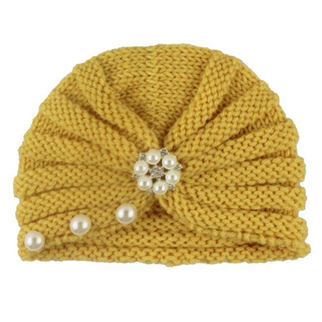 Caciulita crosetata tip turban cu perlute si strasuri MDx-19064-sa1