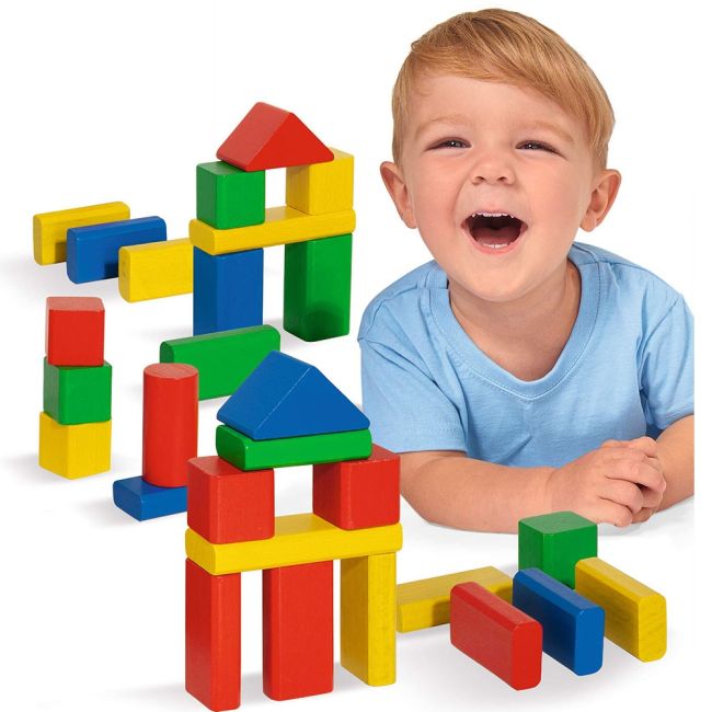 Jucarie eichhorn cuburi in galetusa coloured wooden blocks 50 piese hubs100050161