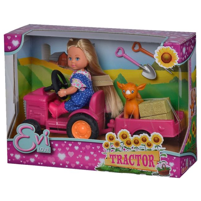 Set simba papusa evi love 12 cm, tractor cu remorca si accesorii hubs105733518