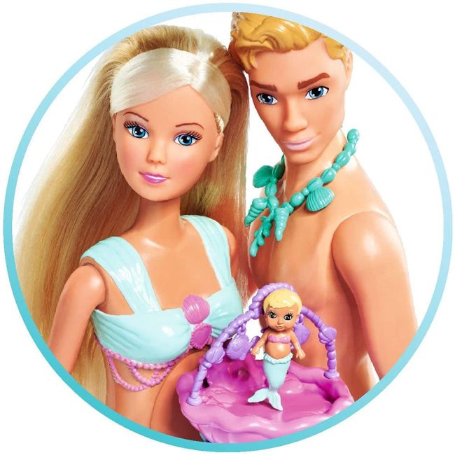 Set simba steffi love mermaid family papusa steffy 29 cm, papusa kevin 29 cm si accesorii hubs105733524