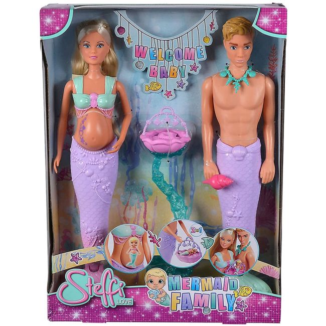 Set simba steffi love mermaid family papusa steffy 29 cm, papusa kevin 29 cm si accesorii hubs105733524