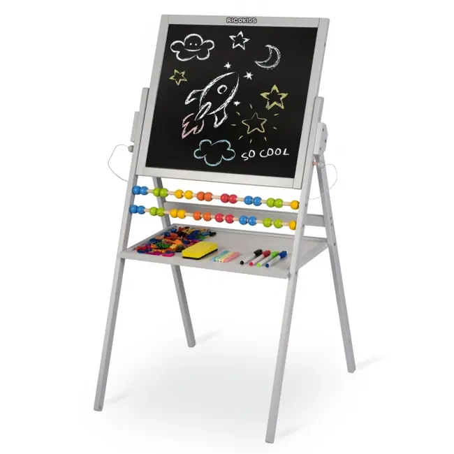 Tabla educationala cu doua fete si accesorii ricokids rk-800, 101 x 54 x 55 cm, gri edeedi780000