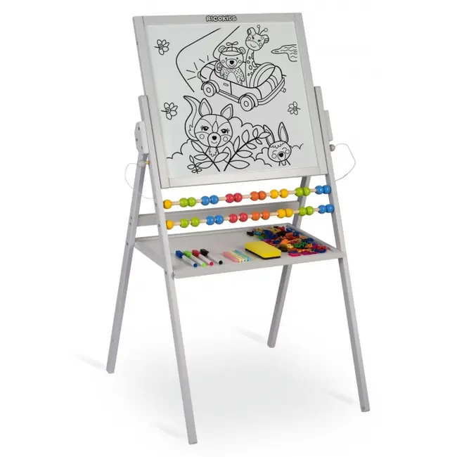Tabla educationala cu doua fete si accesorii ricokids rk-800, 101 x 54 x 55 cm, gri edeedi780000