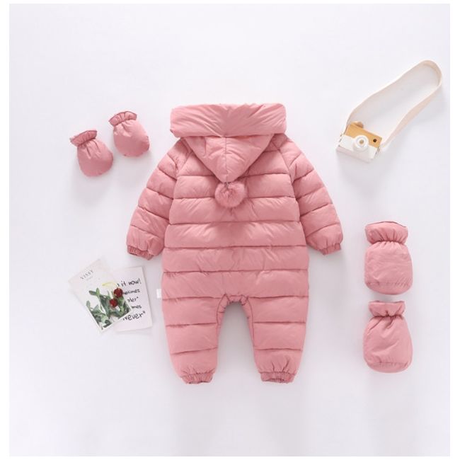 Combinezon roz pudra din fas pentru copii (Marime Disponibila: 12-18 luni (Marimea 21 incaltaminte)) MB604-11