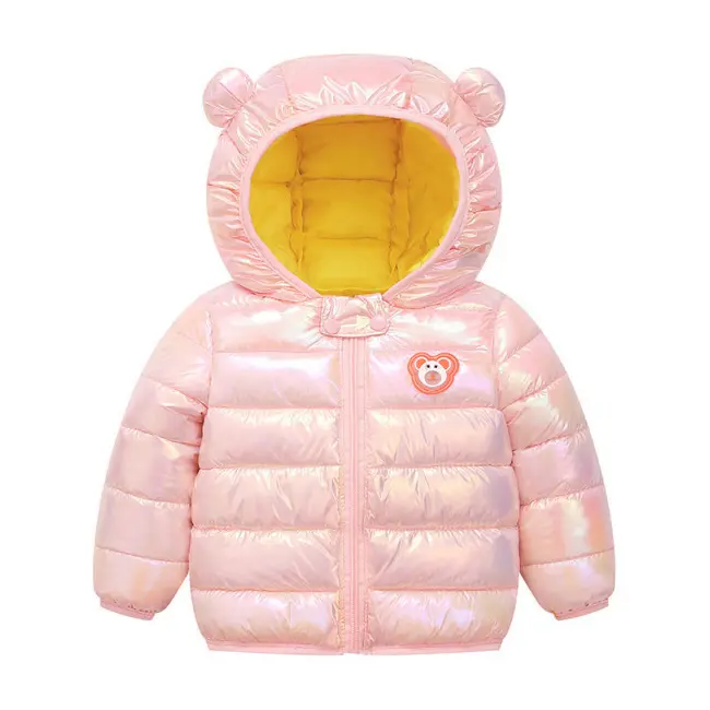 Geaca roz lucios pentru fetite - Ursulet MDLS10-4