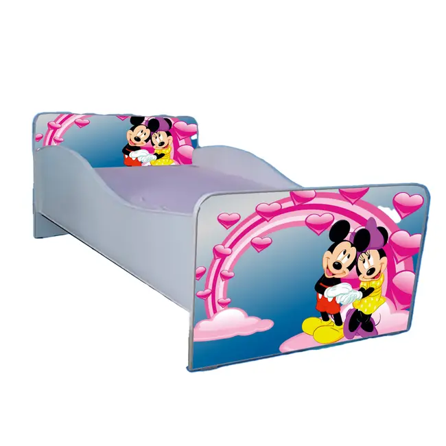 Pat Cu Mickey Si Minnie Pentru Fete 2-12 Ani Varianta ?cu Saltea 160 X 80 Cm, Fara Sertar  Ptv2212