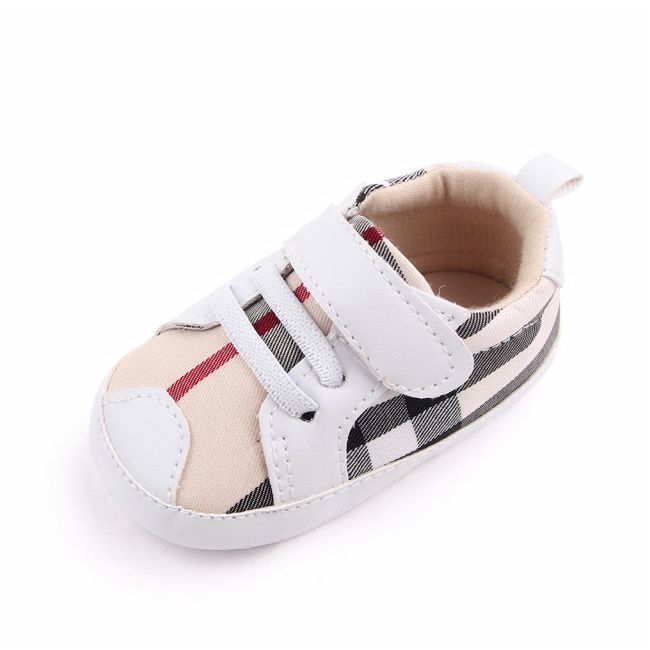 Pantofiori albi in carouri pentru baietei (Marime Disponibila: 6-9 luni (Marimea 19 incaltaminte)) MBd2655-3-p4