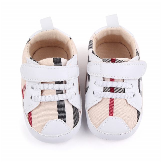 Pantofiori albi in carouri pentru baietei (Marime Disponibila: 6-9 luni (Marimea 19 incaltaminte)) MBd2655-3-p4