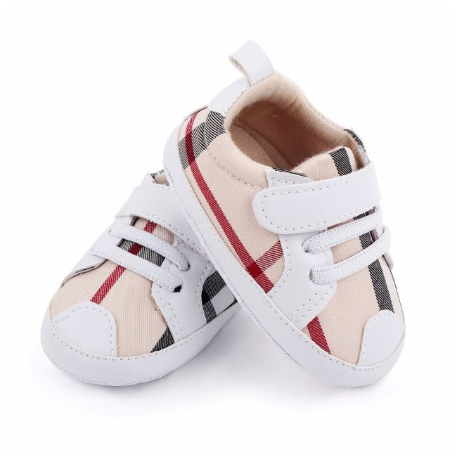 Pantofiori albi in carouri pentru baietei (Marime Disponibila: 6-9 luni (Marimea 19 incaltaminte)) MBd2655-3-p4