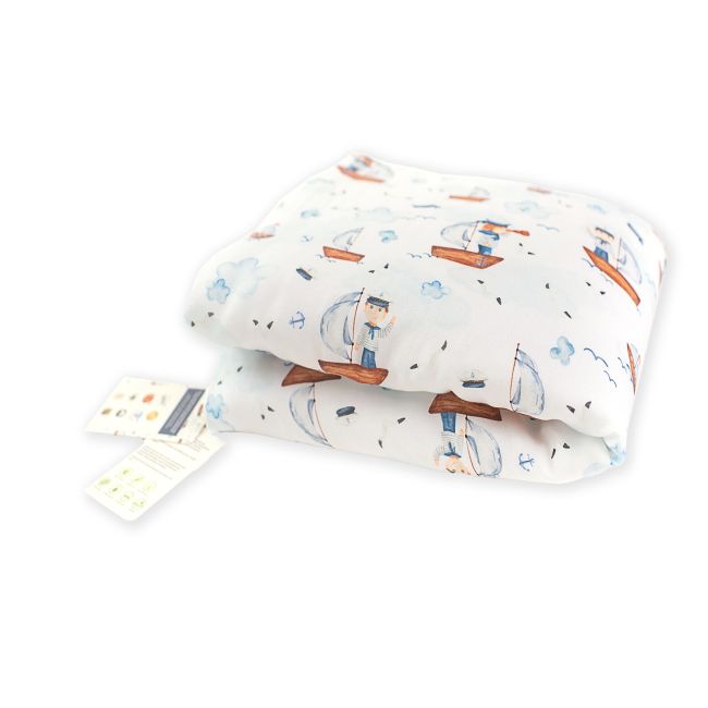 Pilota Pentru Copii Nature Bamboo By Amy Din Bambus Si Umplutura Hipoalergenica Babysoft, Marin, 70x65cm Pjb82504
