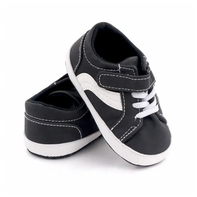 Tenisi negri cu insertie alba MBd2685-3-p4.3-6 luni (Marimea 18 incaltaminte)