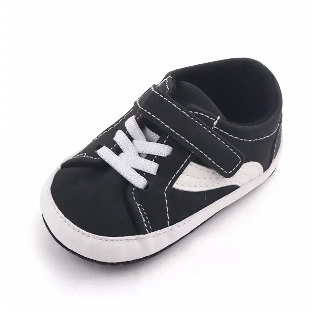 Tenisi negri cu insertie alba MBd2685-3-p4.3-6 luni (Marimea 18 incaltaminte)
