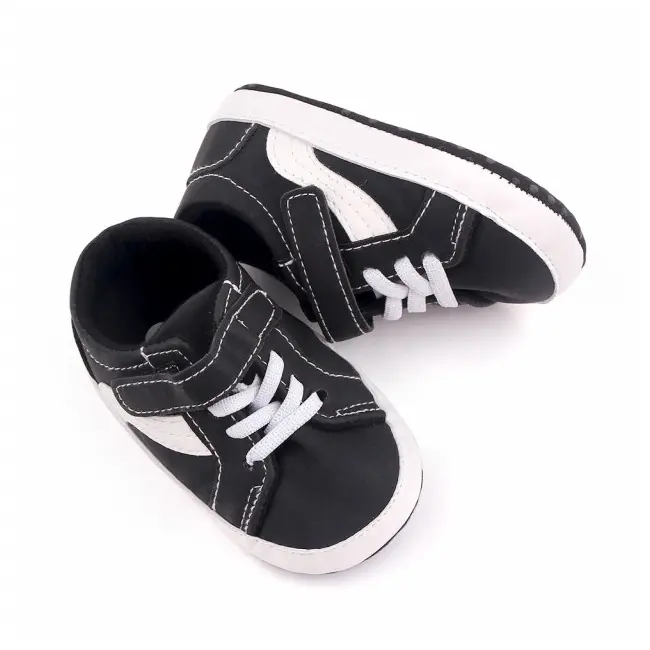 Tenisi negri cu insertie alba MBd2685-3-p4.3-6 luni (Marimea 18 incaltaminte)