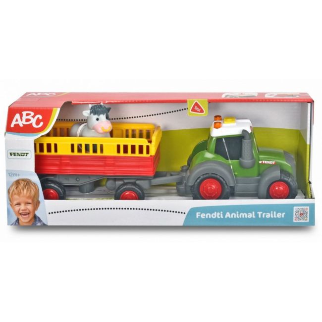 Tractor dickie toys happy fendt animal trailer cu remorca si figurina vaca hubs204115001