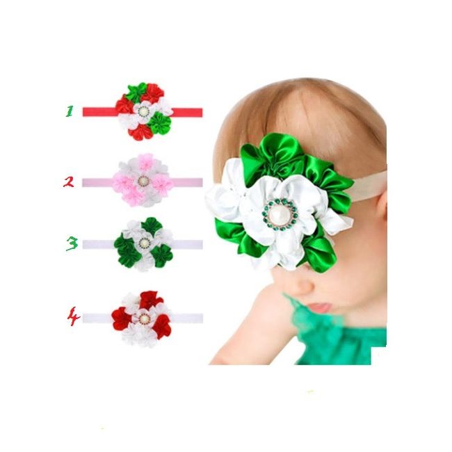 Bentita cu flori din satin pentru fetite MDMS138-CR