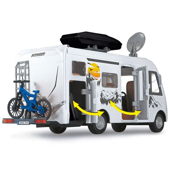 Rulota dickie toys camper hymer camping van class b cu figurina si accesorii hubs203837021
