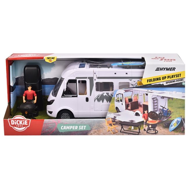 Rulota dickie toys camper hymer camping van class b cu figurina si accesorii hubs203837021
