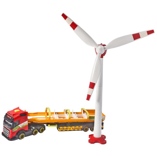 Set dickie toys heavy load truck camion volvo fh16 cu remorca si turbina eoliana hubs203747011