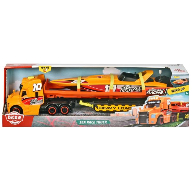 Set dickie toys sea race truck camion cu remorca si barca hubs203747009