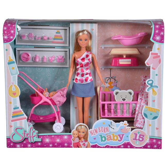 Set simba steffi love new born baby set papusa 29 cm, 1 bebelus si accesorii hubs105730861