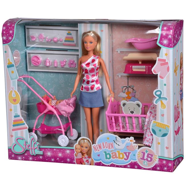 Set simba steffi love new born baby set papusa 29 cm, 1 bebelus si accesorii hubs105730861