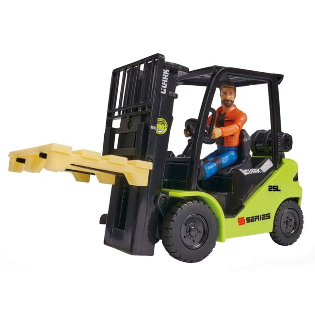 Stivuitor dickie toys clark s25 forklift cu figurina si accesorii hubs203832008