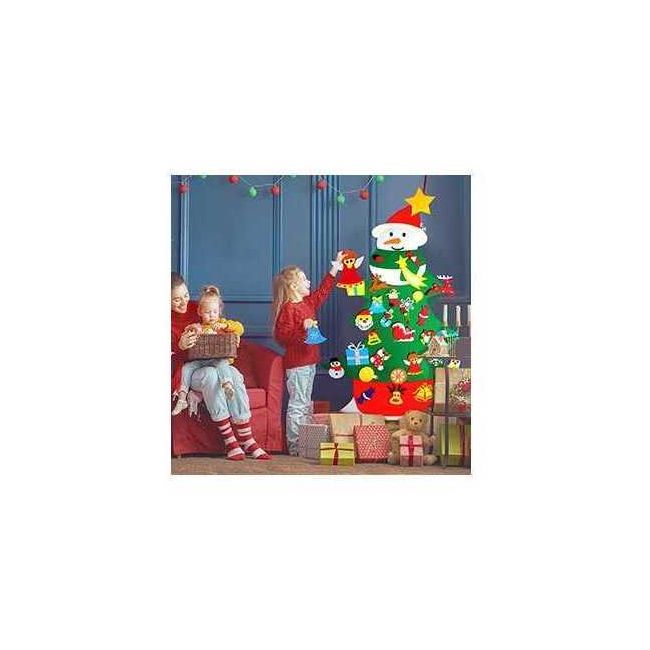 Brad de Craciun din Fetru, model Om de zapada, 110*68 cm cu 30 decoratiuni  Bambinice BN036 BBJBN036_Initiala