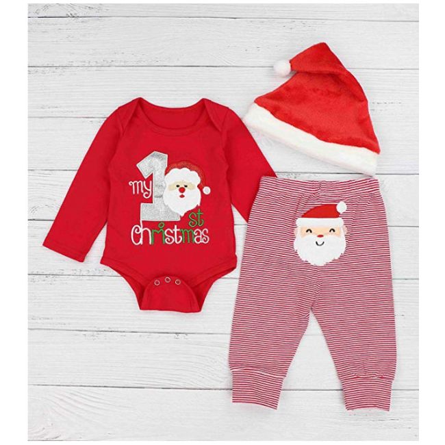 Costumas din 3 piese pentru fetite - My 1st Christmas MDMS30-R2.6-9 luni (Marimea 19 incaltaminte)