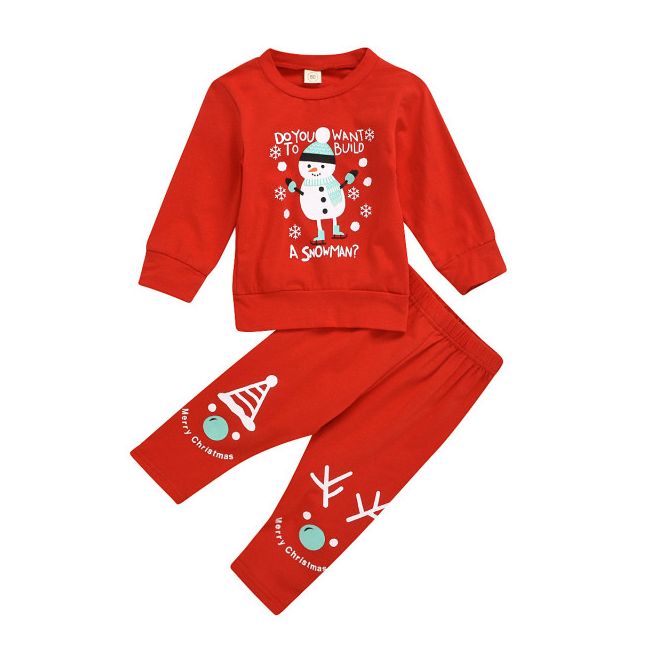 Pijama rosie pentru copii - Snowman MDMS07