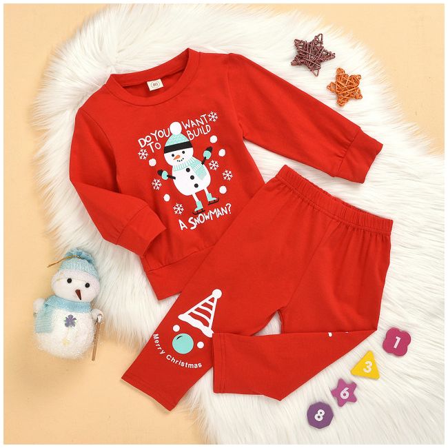 Pijama rosie pentru copii - Snowman MDMS07