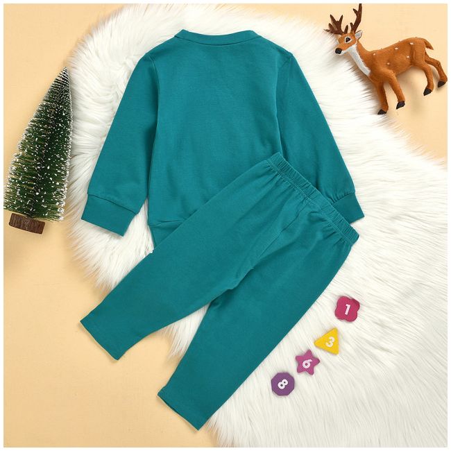 Pijama turqoise pentru copii - Merry Christmas MBMS06