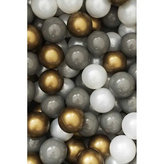 Set 200 Bile din Plastic Colorate, 7 cm Flumi FM3302911 BBJFM3302911_Alb/Gri/Auriu