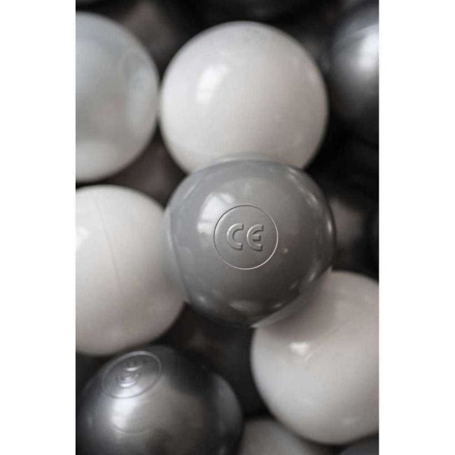 Set 200 Bile din Plastic Colorate, 7 cm Flumi FM3302911 BBJFM3302911_Alb/Gri Deschis/Gri Inchis