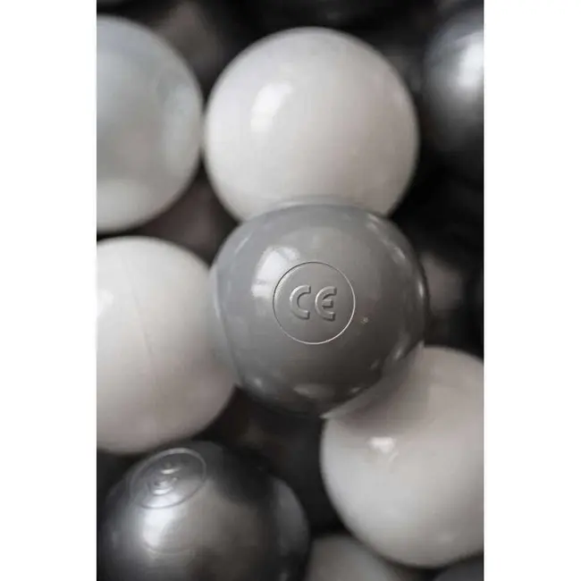 Set 200 Bile din Plastic Colorate, 7 cm Flumi FM3302911 BBJFM3302911_Alb/Gri Deschis/Gri Inchis