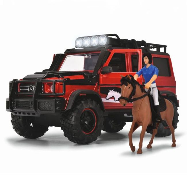 Set dickie toys horse trailer masina mercedes-benz amg 500 cu remorca si figurine hubs203837018