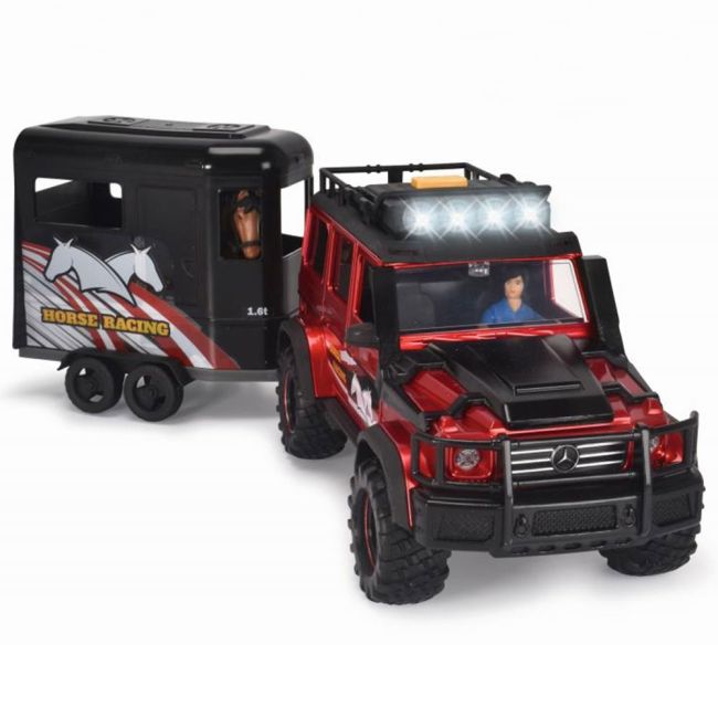 Set dickie toys horse trailer masina mercedes-benz amg 500 cu remorca si figurine hubs203837018