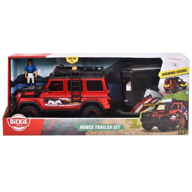 Set dickie toys horse trailer masina mercedes-benz amg 500 cu remorca si figurine hubs203837018