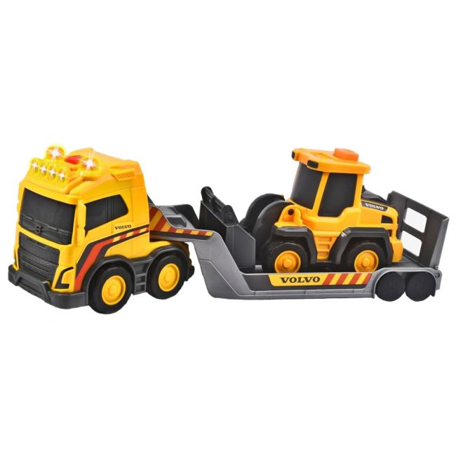 Set dickie toys volvo truck team camion cu remorca si buldozer hubs203725008