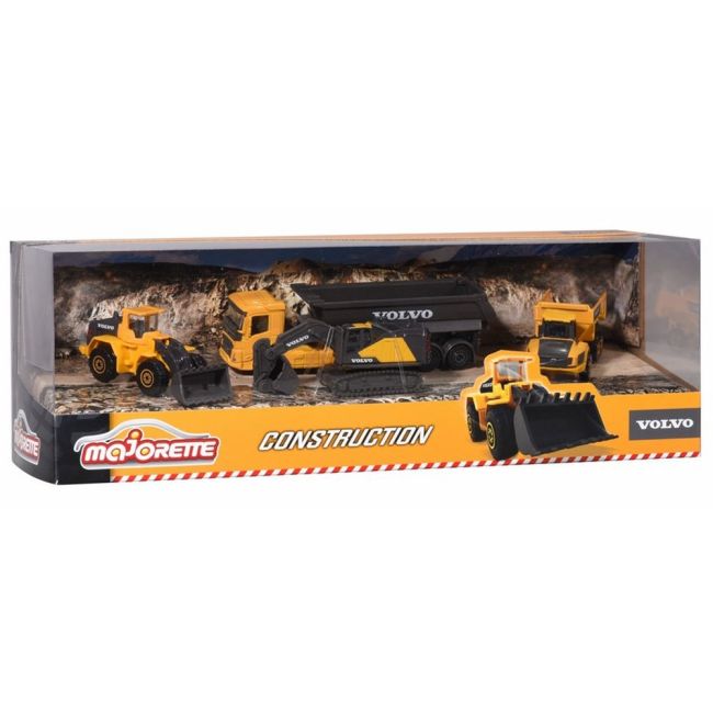 Set majorette volvo camion cu remorca, camion basculant, buldozer si excavator hubs212057287