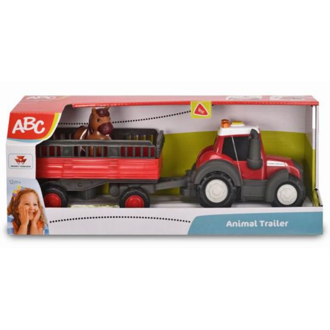 Tractor dickie toys happy ferguson animal trailer cu remorca si figurina hubs204115002