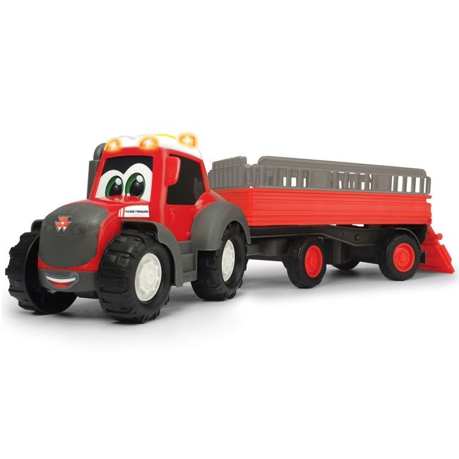 Tractor dickie toys happy ferguson animal trailer cu remorca si figurina hubs204115002