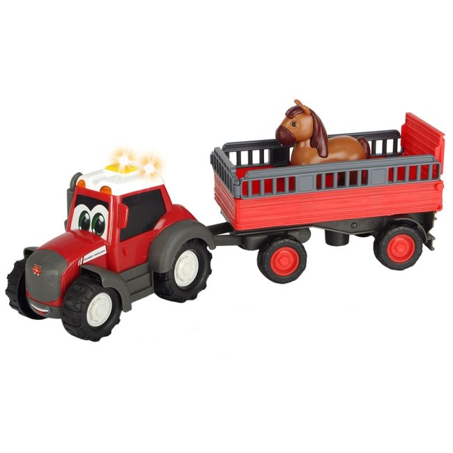 Tractor dickie toys happy ferguson animal trailer cu remorca si figurina hubs204115002