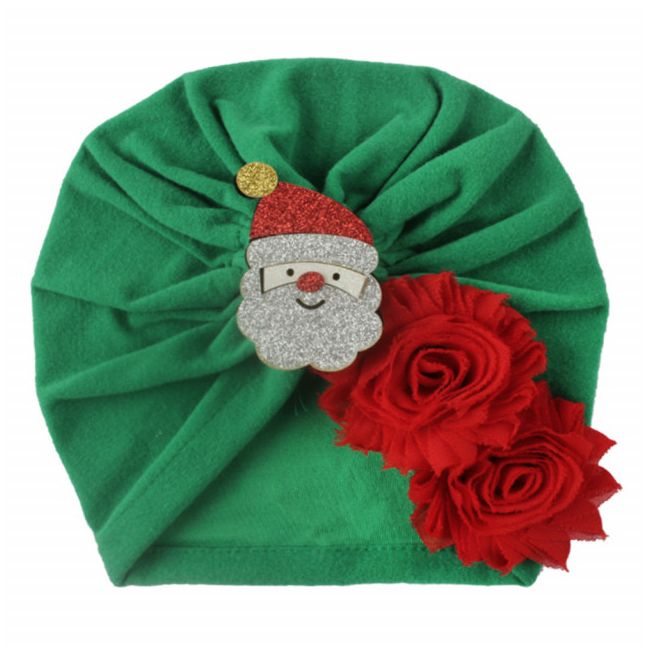Caciulita tip turban cu floricele si personaje de Craciun MDMS115