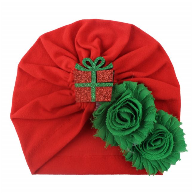 Caciulita tip turban cu floricele si personaje de Craciun MDMS115