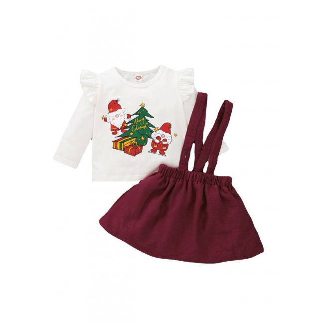 Costumas cu bluzita alba si sarafan visiniu MDMS40