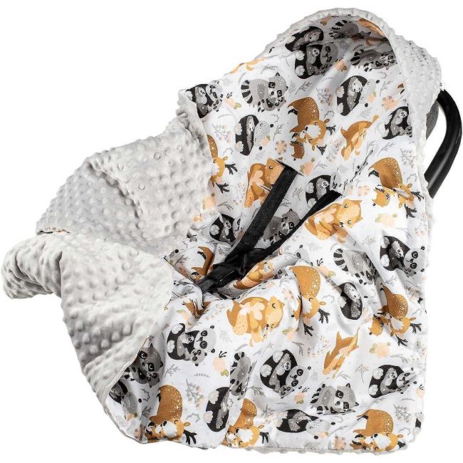 Paturica de infasat pentru scaun auto Minky Infantilo IF196767 BBJIF196767_Wild Animals/Gri