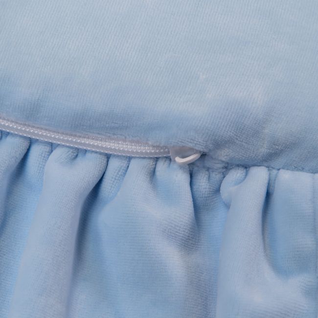 Saltea Rotunda Pentru Joaca Din Spuma, Catifea Babyblue Cu Volanas, Diametru 100 Cm Pjbmata024