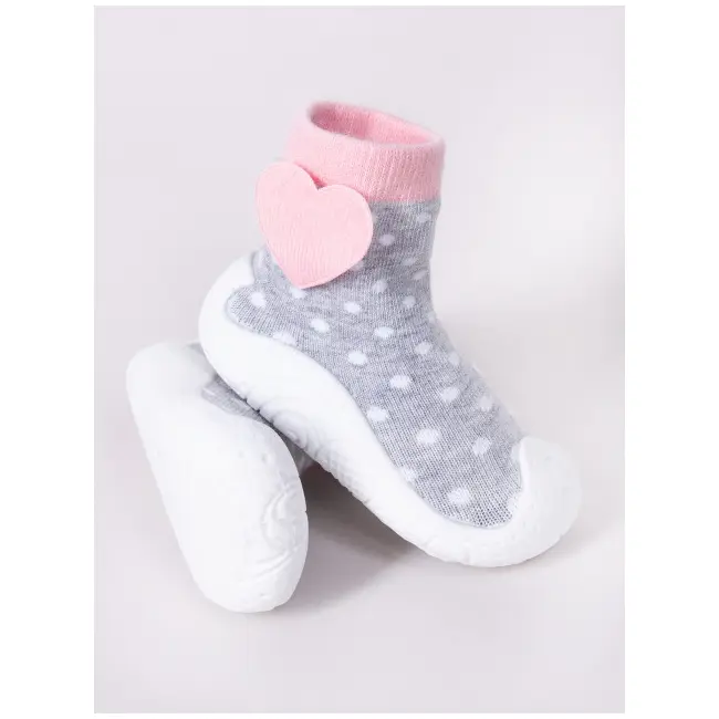 Mocasini pentru fetite cu talpa antiderapanta - Dots with Heart OB-148.Marimea 23