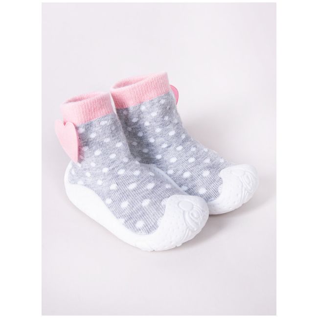 Mocasini pentru fetite cu talpa antiderapanta - Dots with Heart OB-148.Marimea 23
